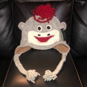 - "NWT" Farache Kids Knit Sock Monkey Hat- One Size- Winter Cozy Monkey
